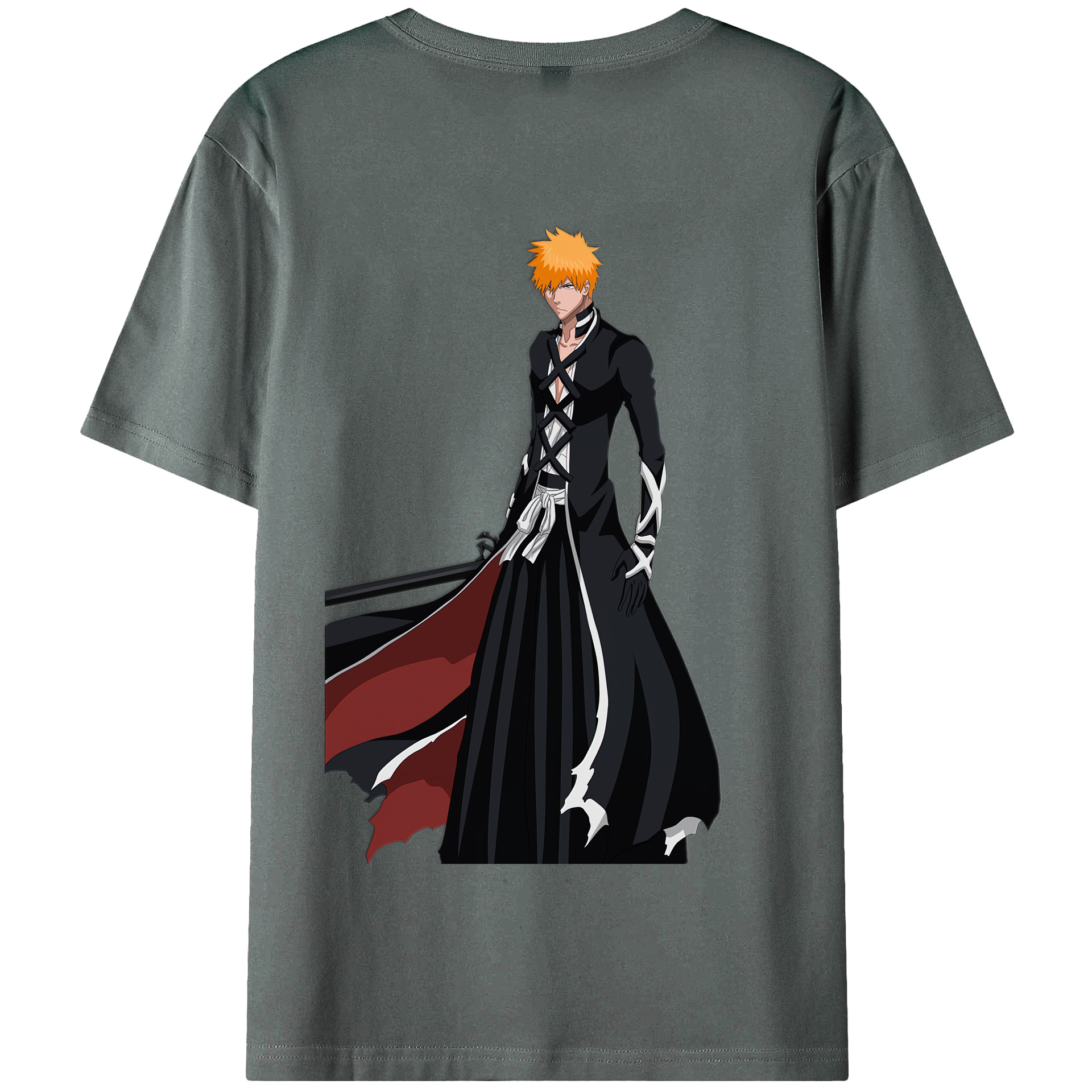 （画像用） ブリーチ 黒崎一護（くろさき いちご）BLEACH Kurosaki Ichigo 綿100％半袖Tシャツ（背面プリント）
